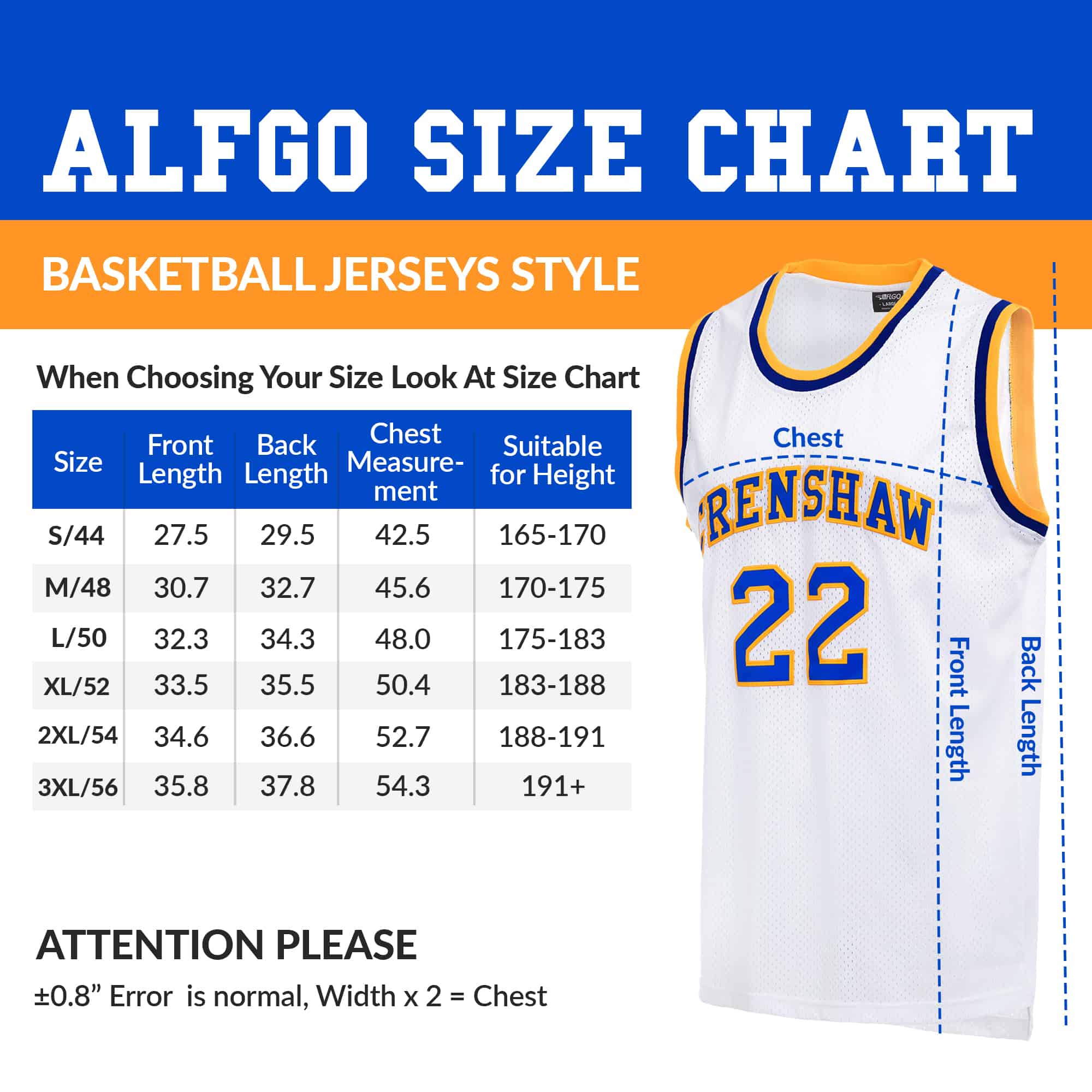 Basketball Uniform Size Chart